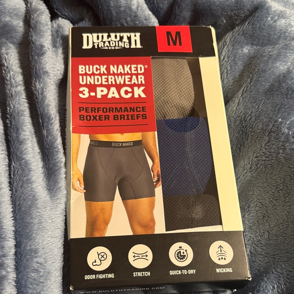 Duluth Trading Co Buck Naked Boxer Briefs 3-Pack - Black, Gray, Blue